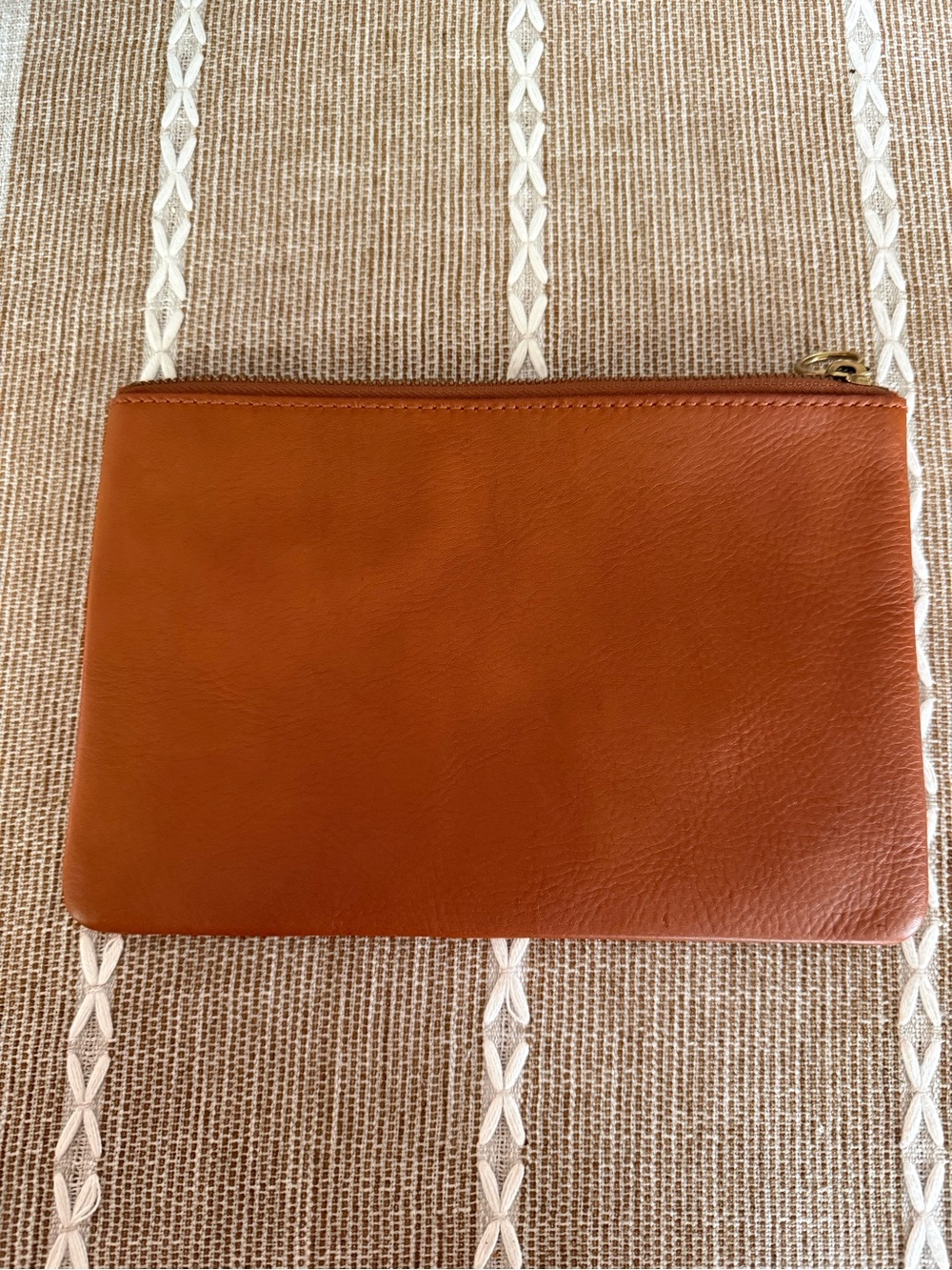 Madewell Leather Zip Pouch in Cognac Brown